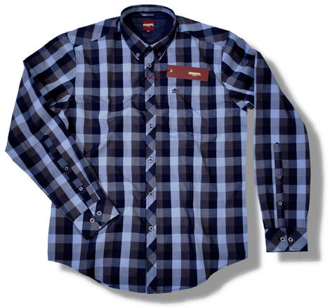 Merc London Mod Fit Button Down Check L/S Shirt Blue Preview